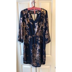 Stitch Fix Navy and Gold Metallic Dress